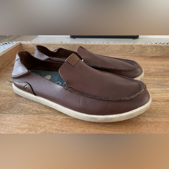 Olukai Nalukai Slip on Men’s Leather Shoes Size 9 Brown Boat Shoes main image 9